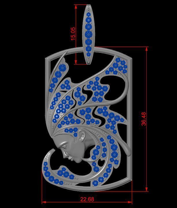 Pendant Atlantis sirena  magerit  3D print model_4