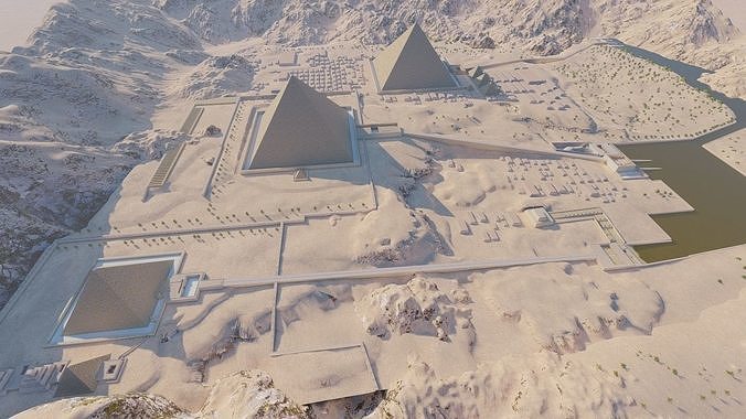 ancient egyptian pharaohs buildings-Ancient Egyptian Temple 3D model 4