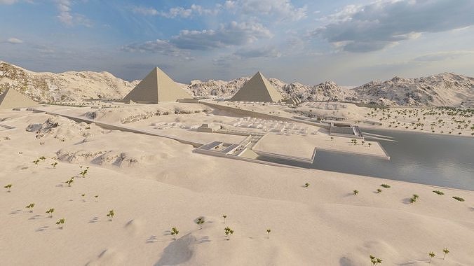 ancient egyptian pharaohs buildings-Ancient Egyptian Temple 3D model 3