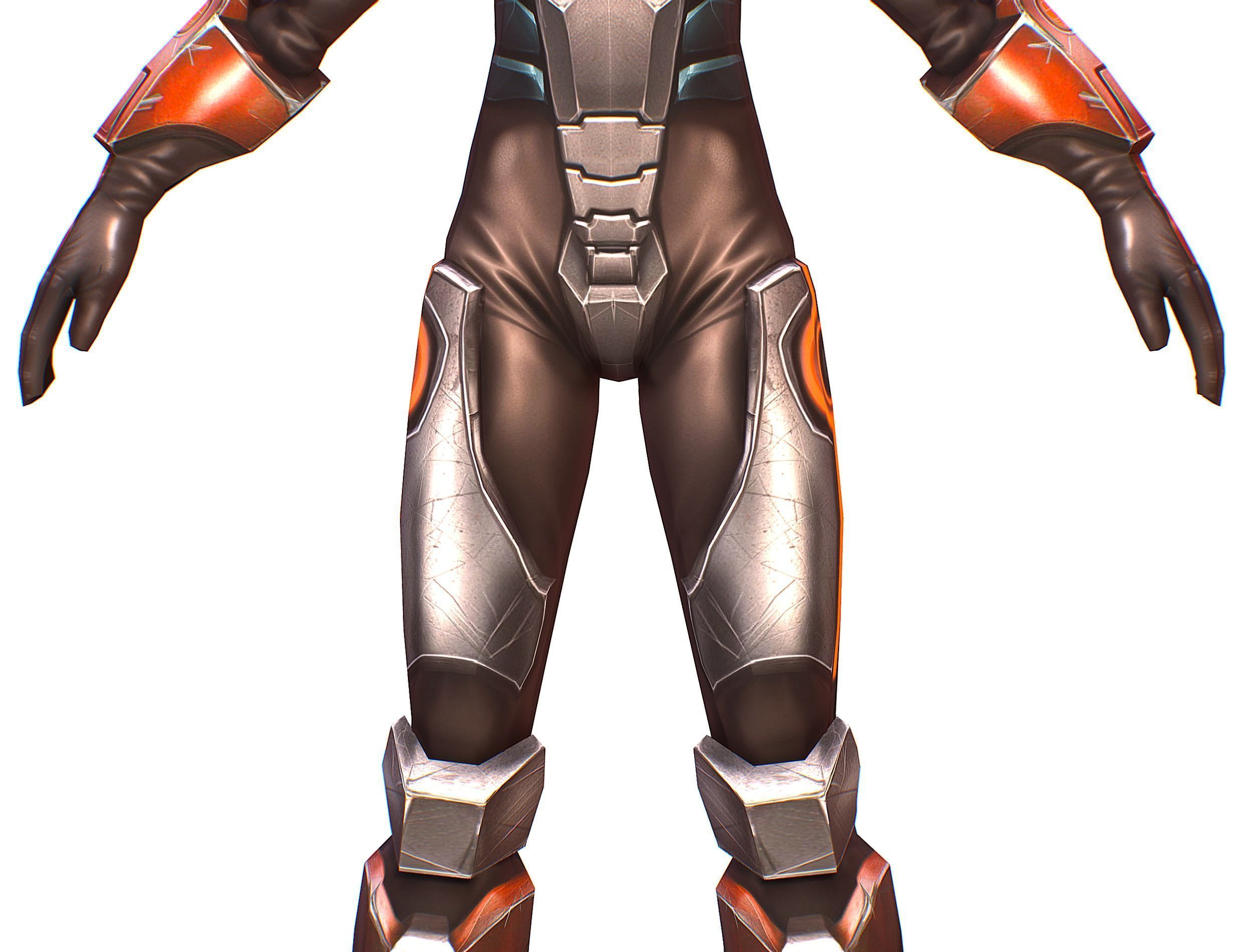 Cartoon Sci-Fi Cyborg Drone Heavy Machine Gunner Low-poly 3D model_17