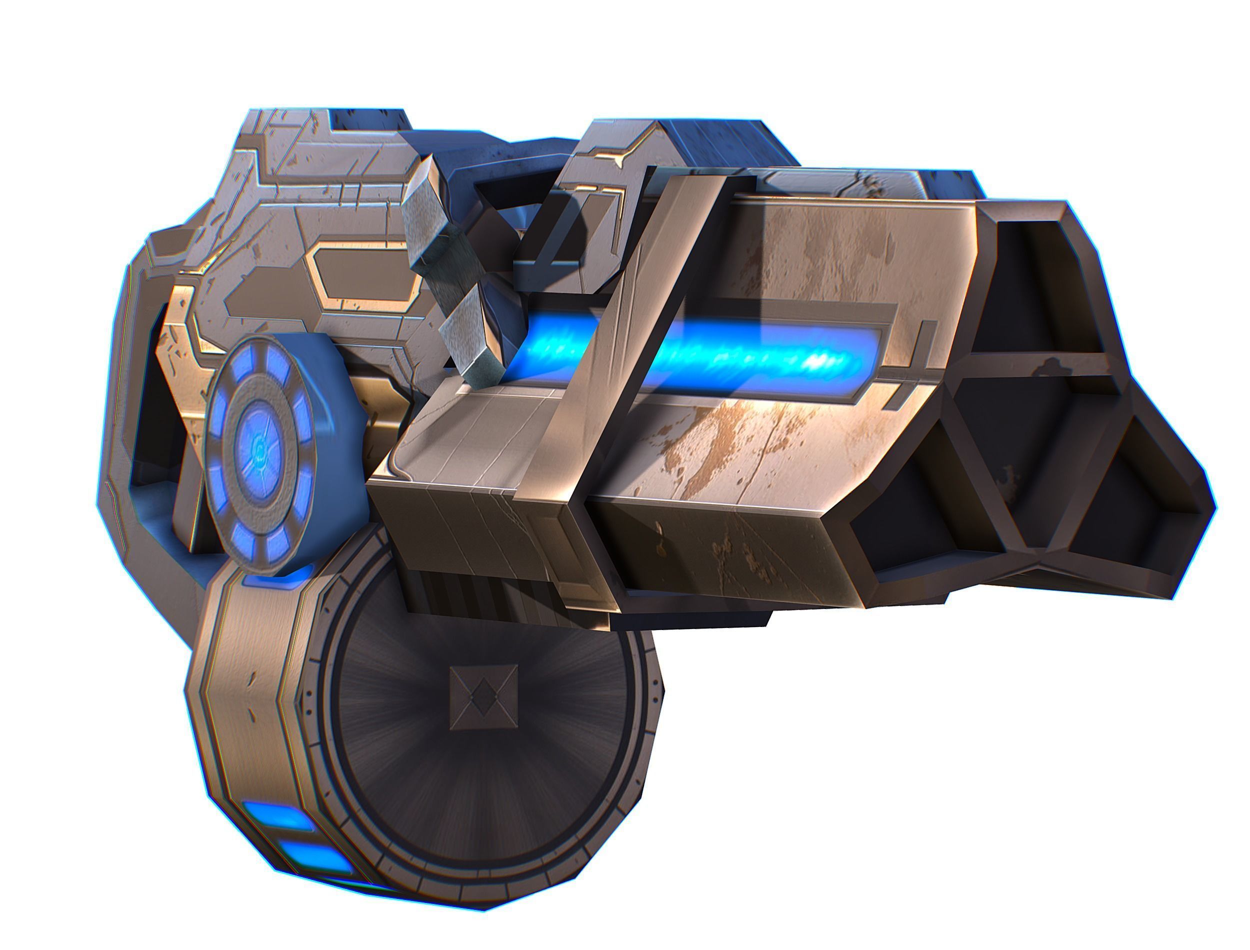 Cartoon Sci-Fi Cyborg Drone Heavy Machine Gunner Low-poly 3D model_23