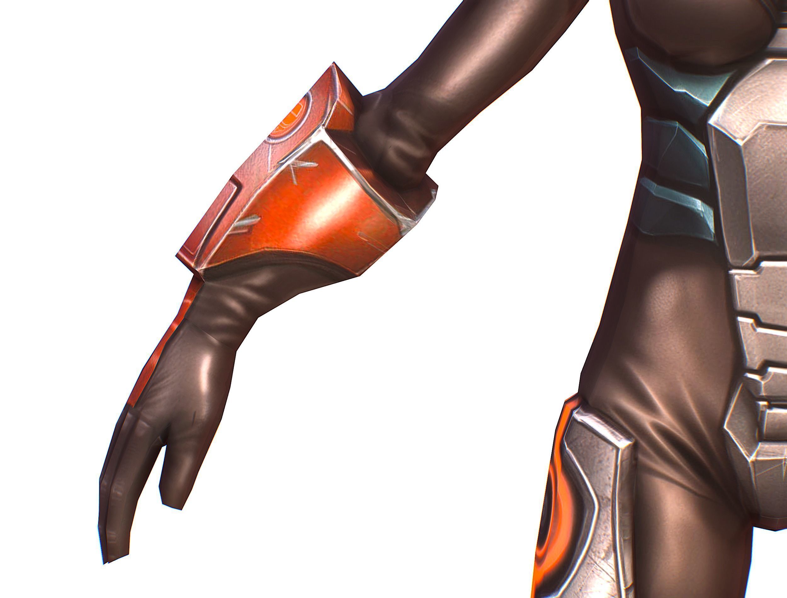 Cartoon Sci-Fi Cyborg Drone Heavy Machine Gunner Low-poly 3D model_57