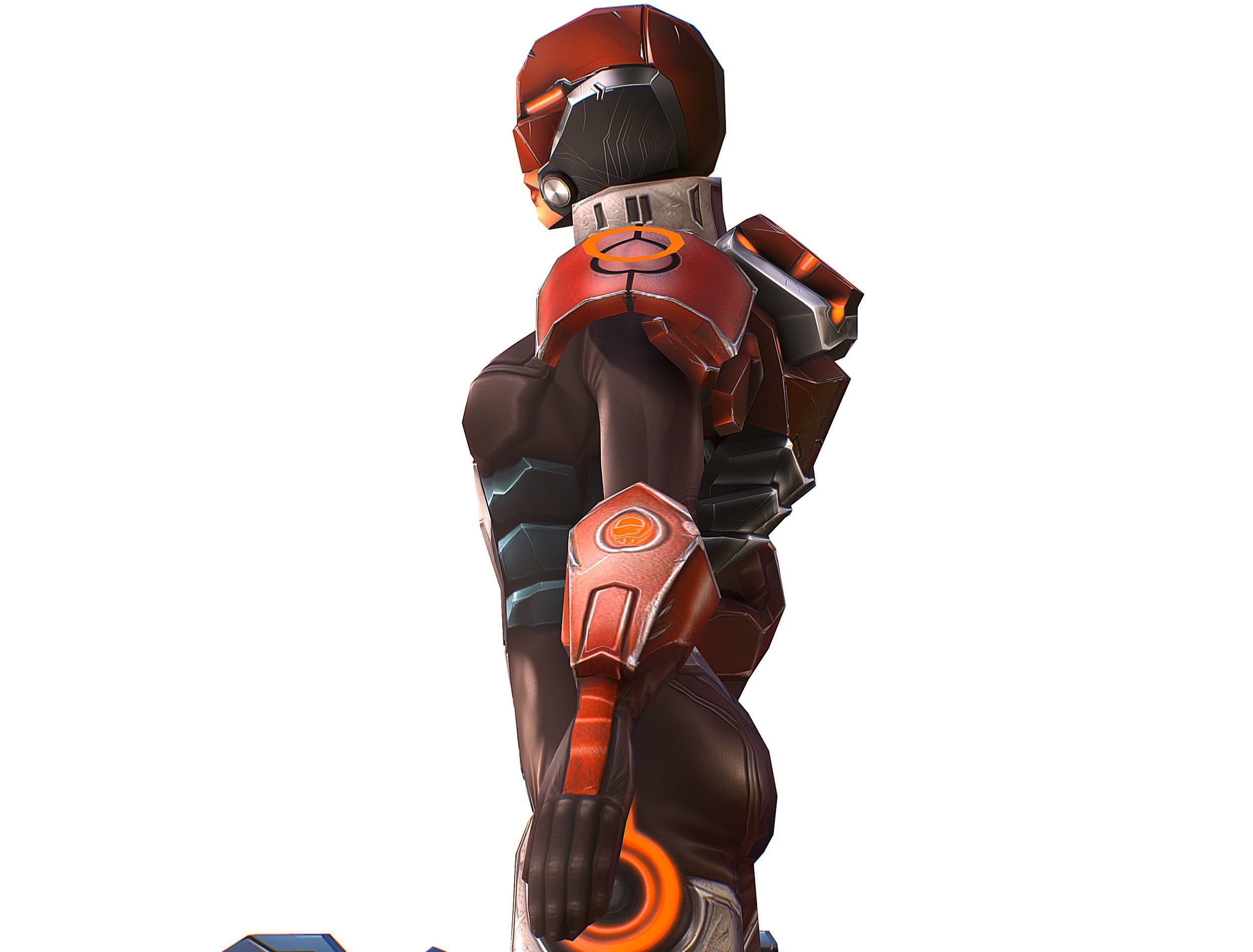 Cartoon Sci-Fi Cyborg Drone Heavy Machine Gunner Low-poly 3D model_20