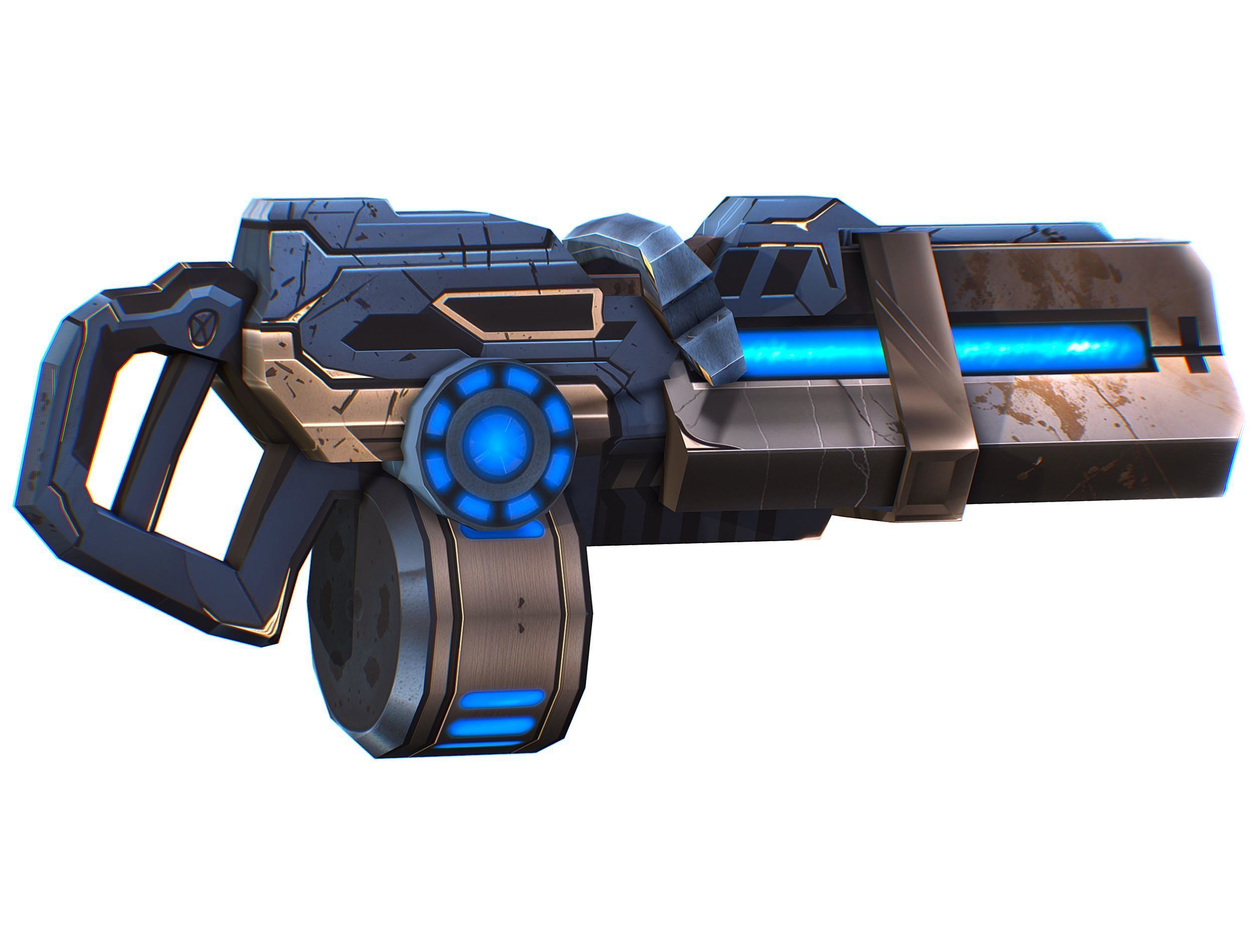 Cartoon Sci-Fi Cyborg Drone Heavy Machine Gunner Low-poly 3D model_35