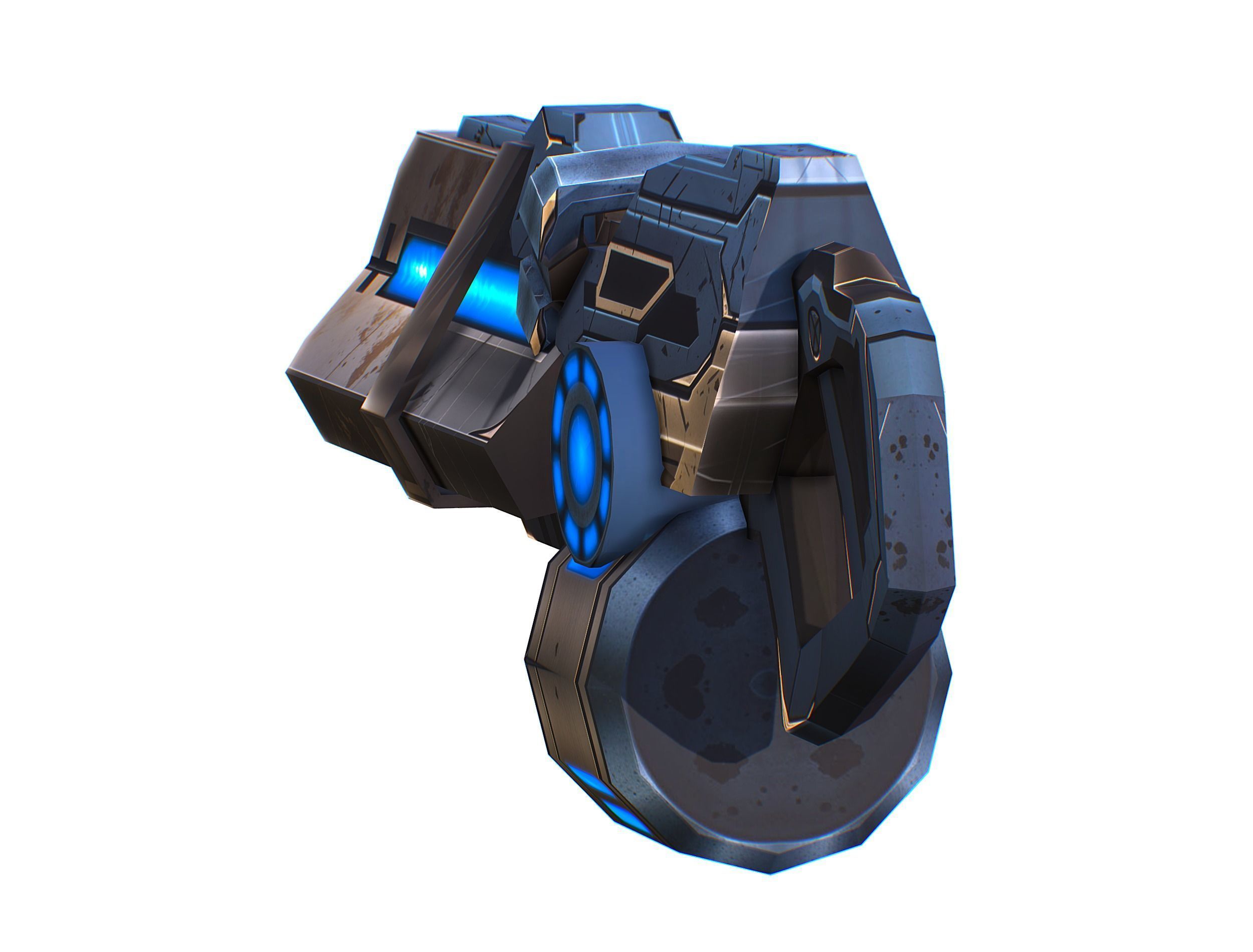 Cartoon Sci-Fi Cyborg Drone Heavy Machine Gunner Low-poly 3D model_32