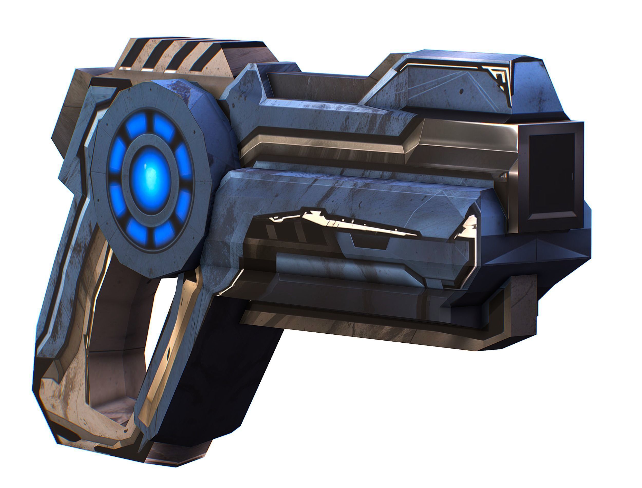 Cartoon Sci-Fi Cyborg Drone Heavy Machine Gunner Low-poly 3D model_38