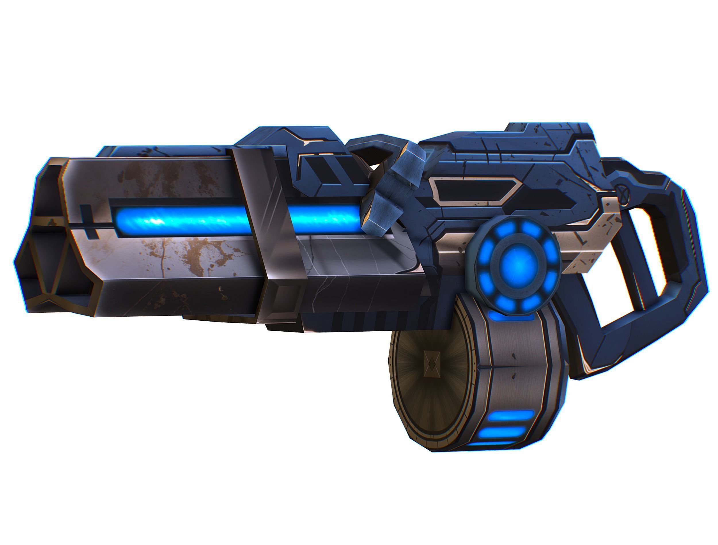 Cartoon Sci-Fi Cyborg Drone Heavy Machine Gunner Low-poly 3D model_28