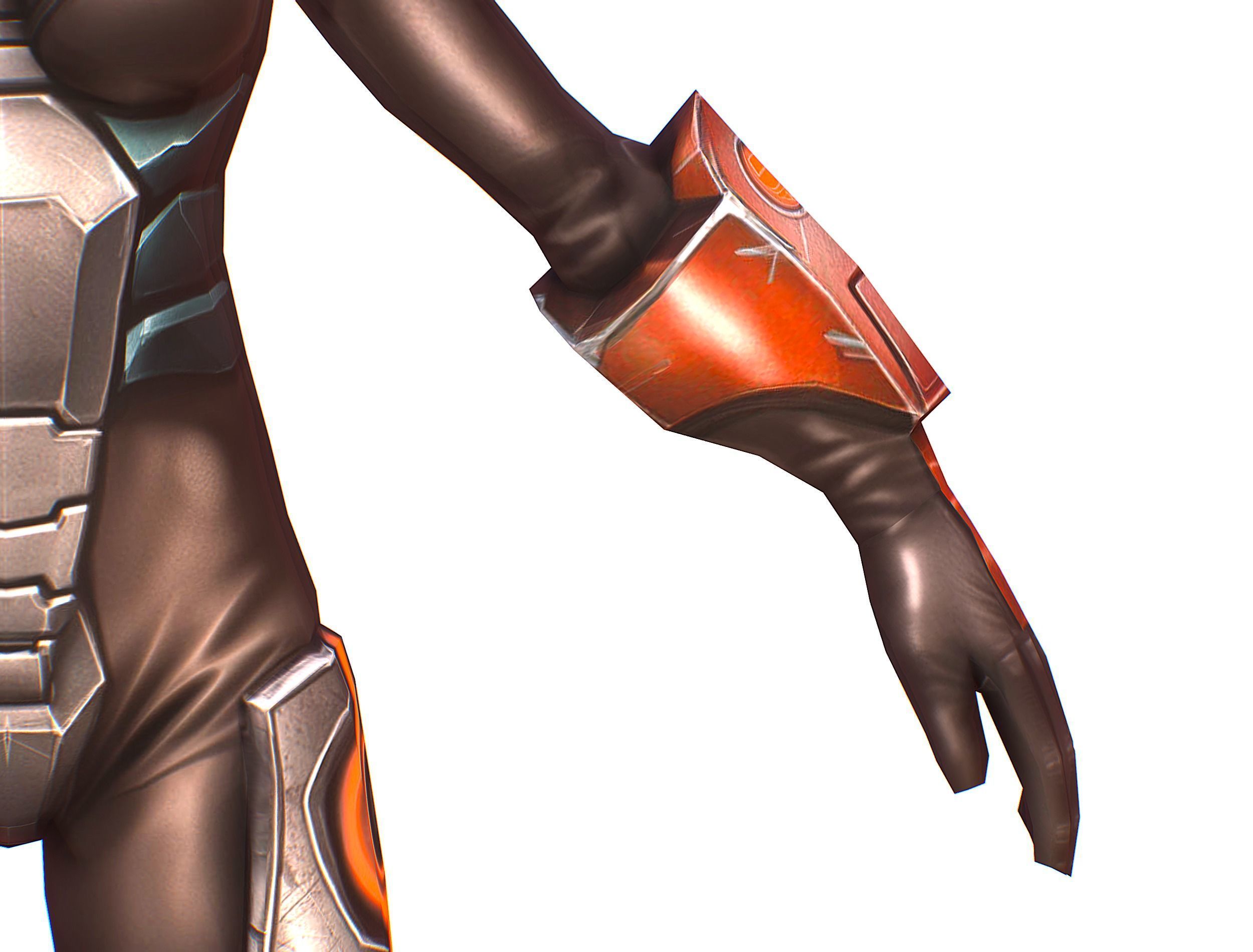 Cartoon Sci-Fi Cyborg Drone Heavy Machine Gunner Low-poly 3D model_58