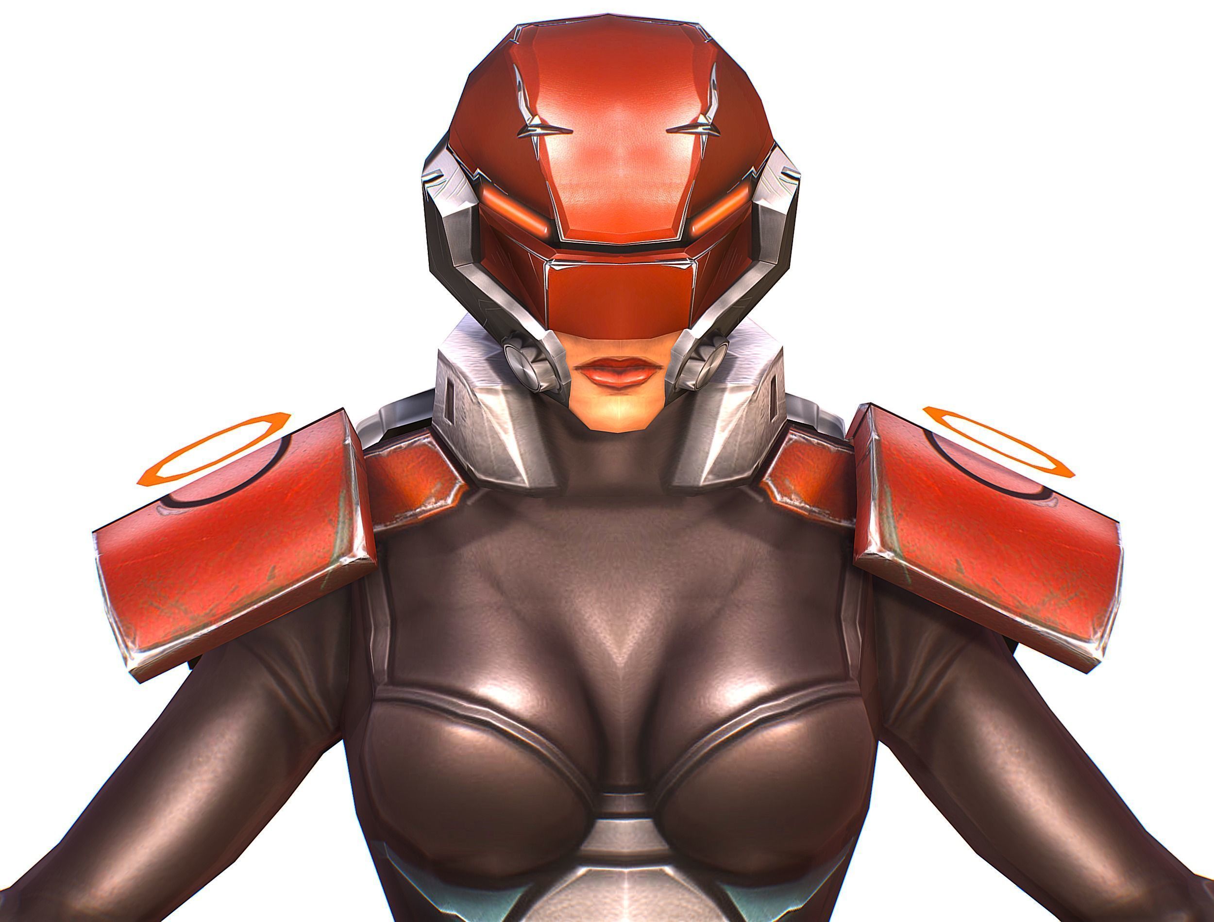 Cartoon Sci-Fi Cyborg Drone Heavy Machine Gunner Low-poly 3D model_55