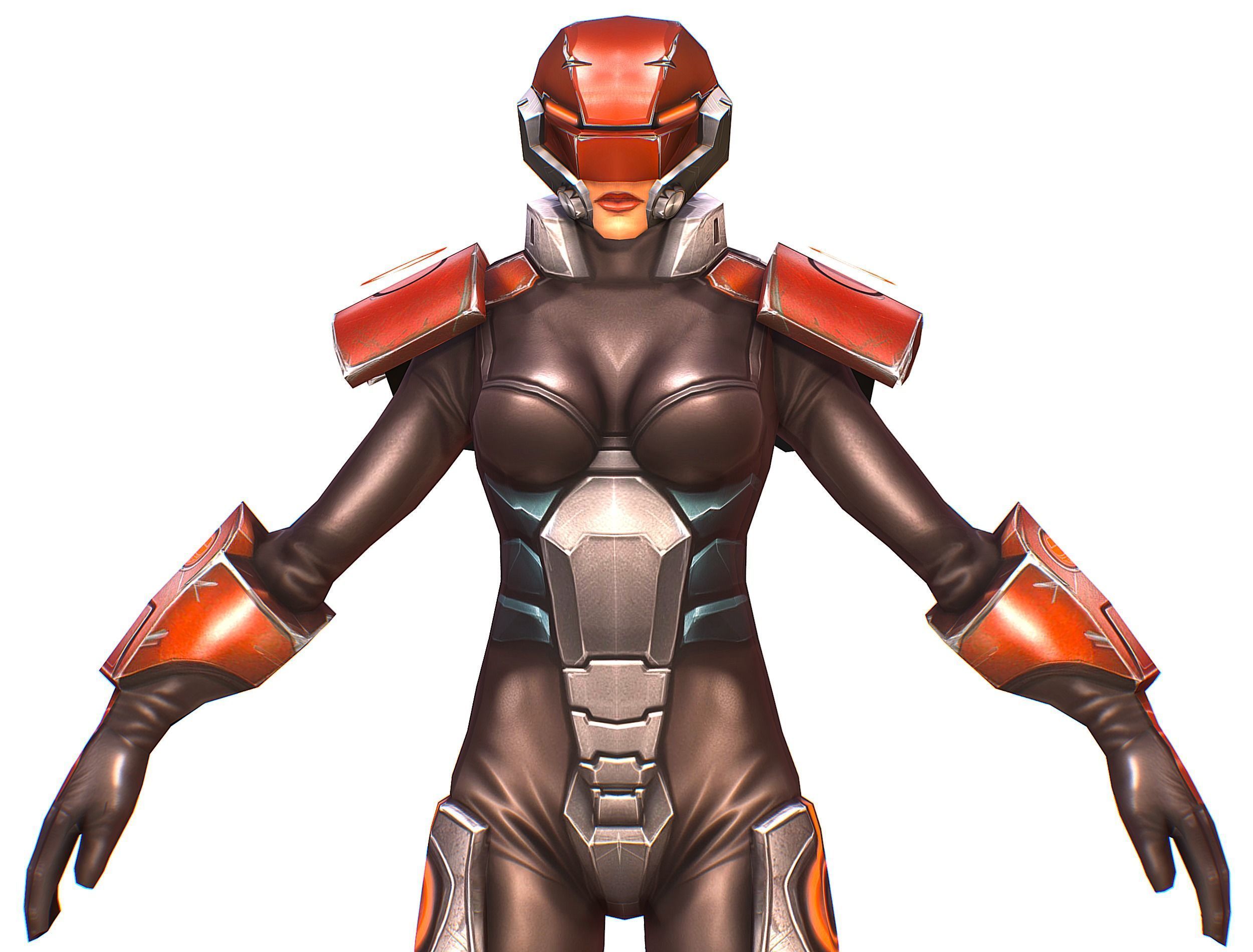 Cartoon Sci-Fi Cyborg Drone Heavy Machine Gunner Low-poly 3D model_16