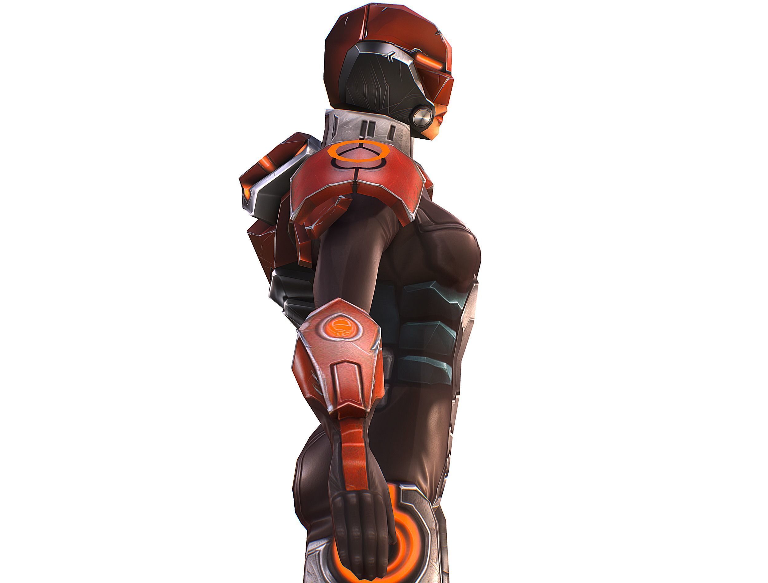 Cartoon Sci-Fi Cyborg Drone Heavy Machine Gunner Low-poly 3D model_19