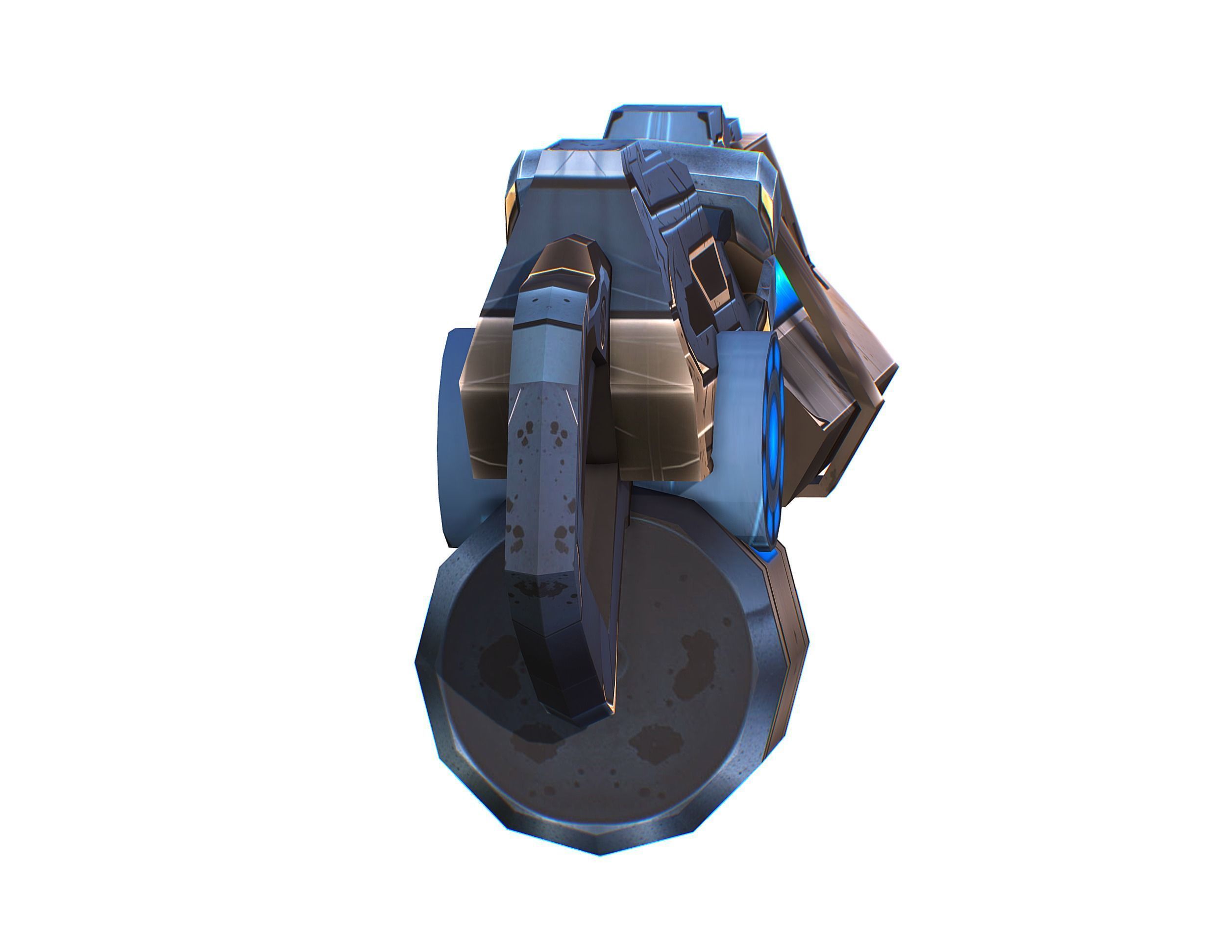 Cartoon Sci-Fi Cyborg Drone Heavy Machine Gunner Low-poly 3D model_33