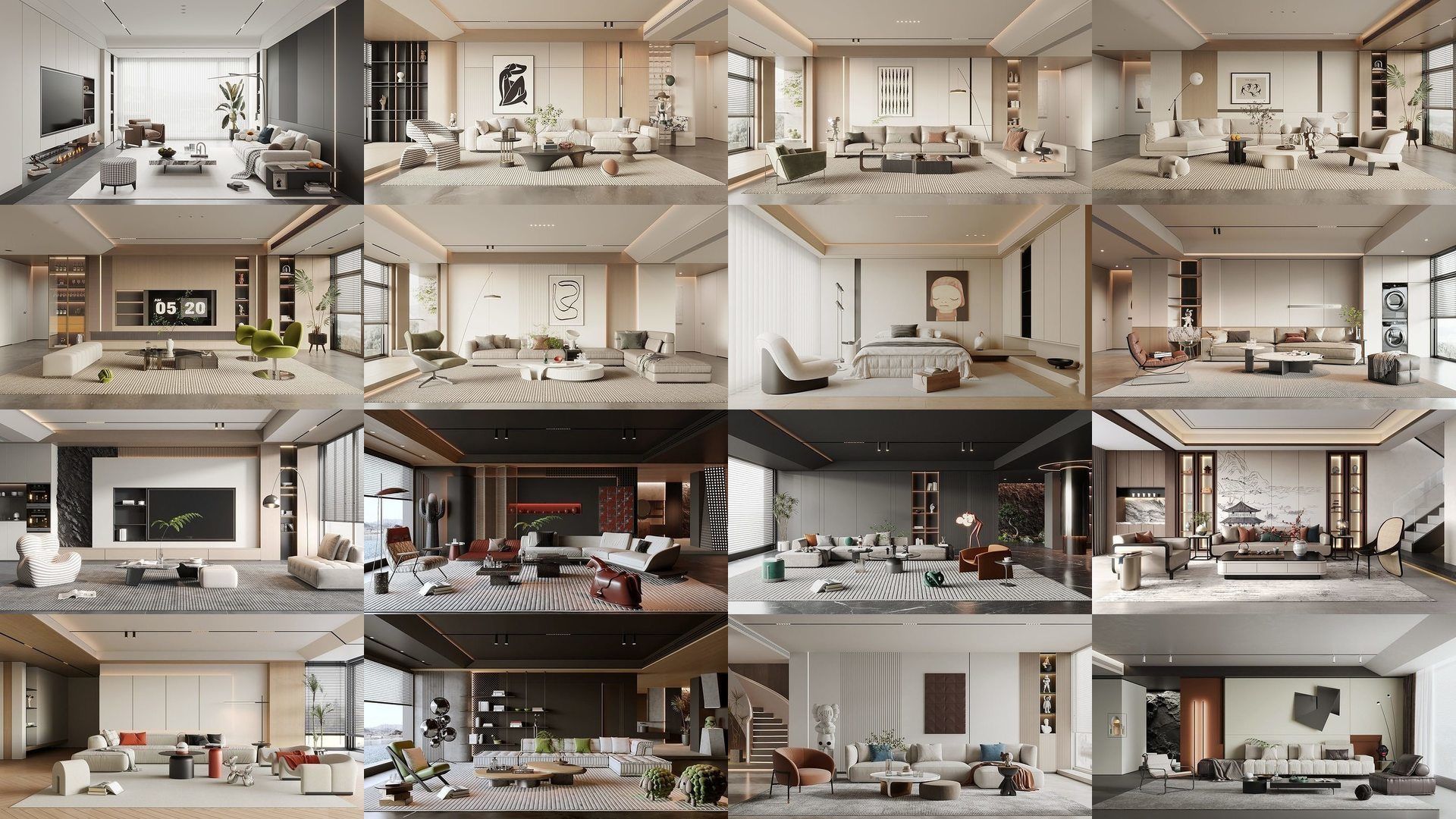 Interior furniture-bedroom furniture-apartment living room 3D Model Collection_1