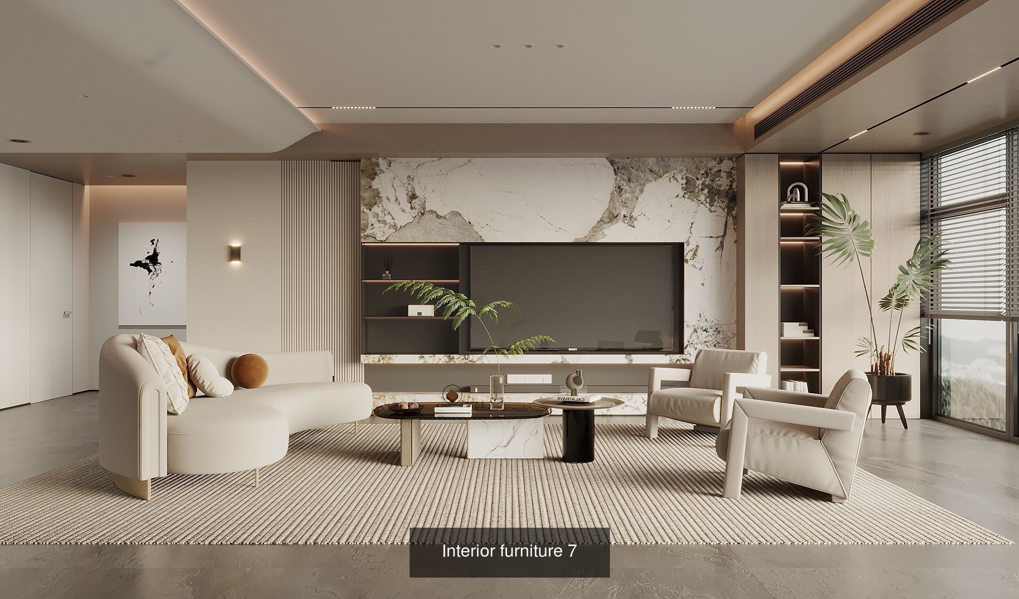 Interior furniture-bedroom furniture-apartment living room 3D Model Collection_5