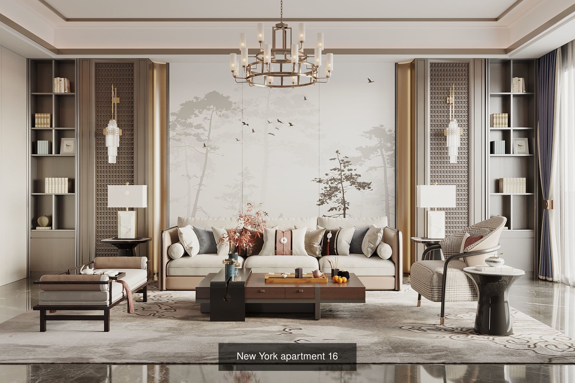 Interior furniture-bedroom furniture-apartment living room 3D Model Collection_45