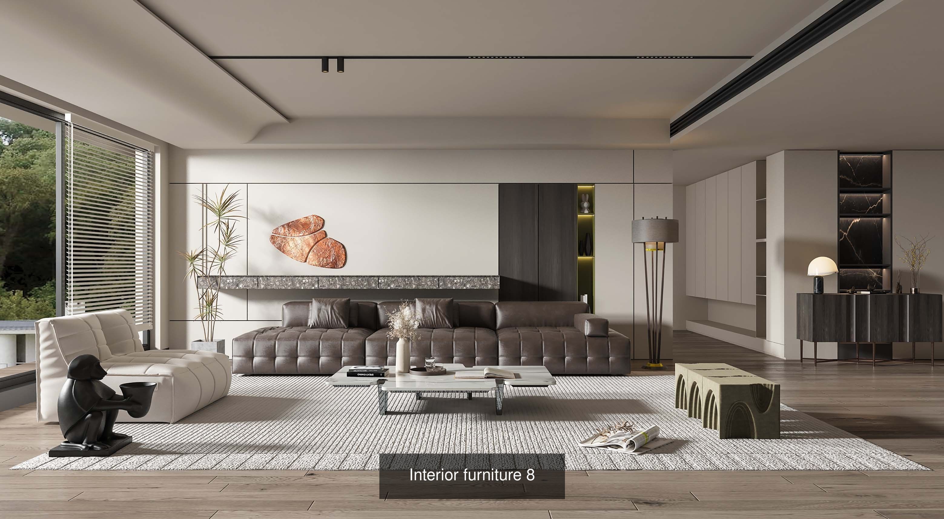 Interior furniture-bedroom furniture-apartment living room 3D Model Collection_4