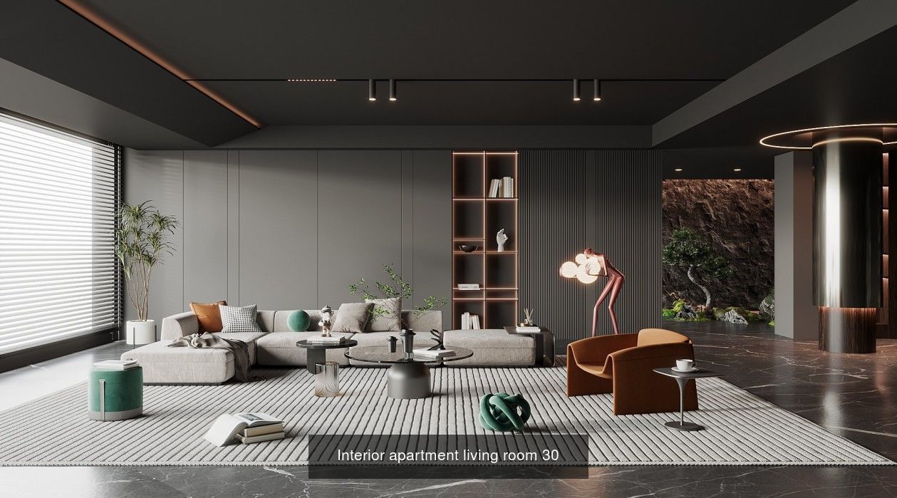 Interior furniture-bedroom furniture-apartment living room 3D Model Collection_29