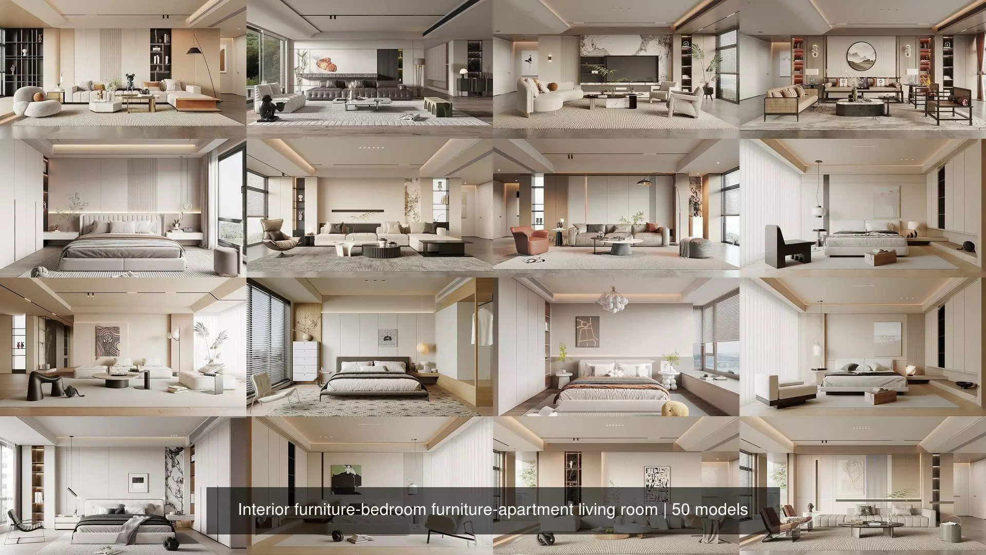 Interior furniture-bedroom furniture-apartment living room 3D Model Collection_0