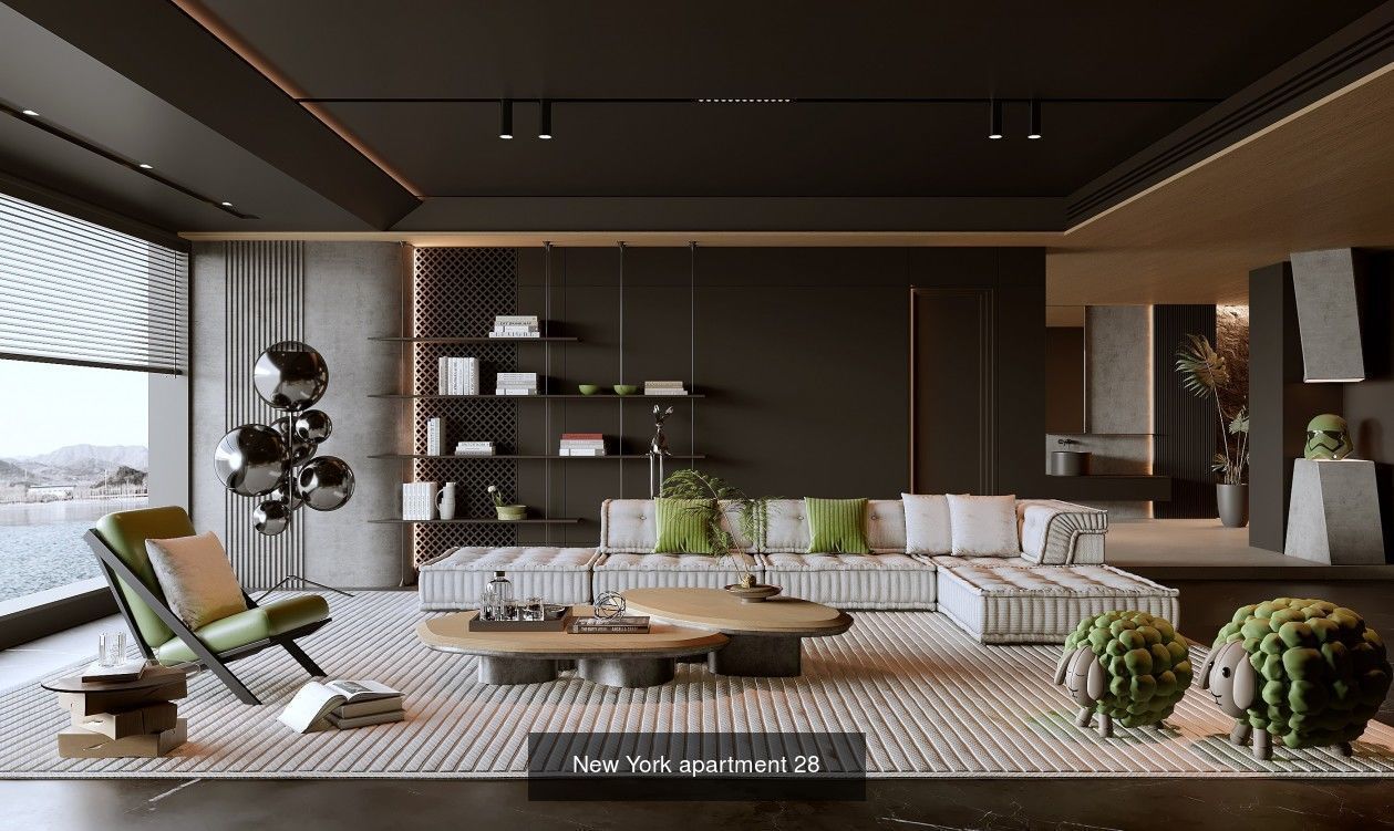 Interior furniture-bedroom furniture-apartment living room 3D Model Collection_32