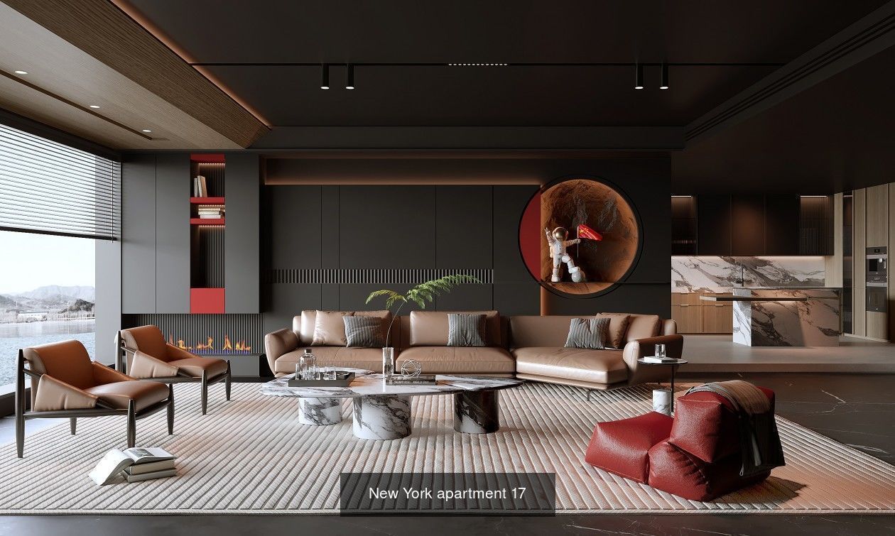 Interior furniture-bedroom furniture-apartment living room 3D Model Collection_44