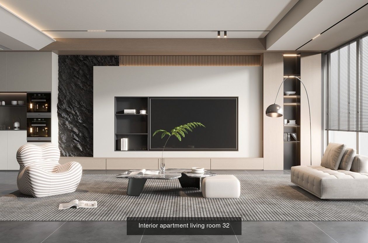 Interior furniture-bedroom furniture-apartment living room 3D Model Collection_27