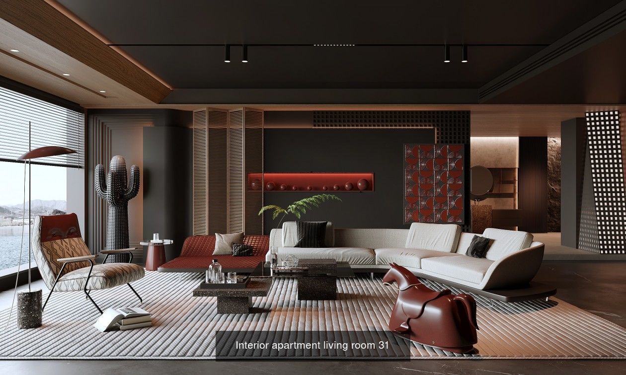 Interior furniture-bedroom furniture-apartment living room 3D Model Collection_28