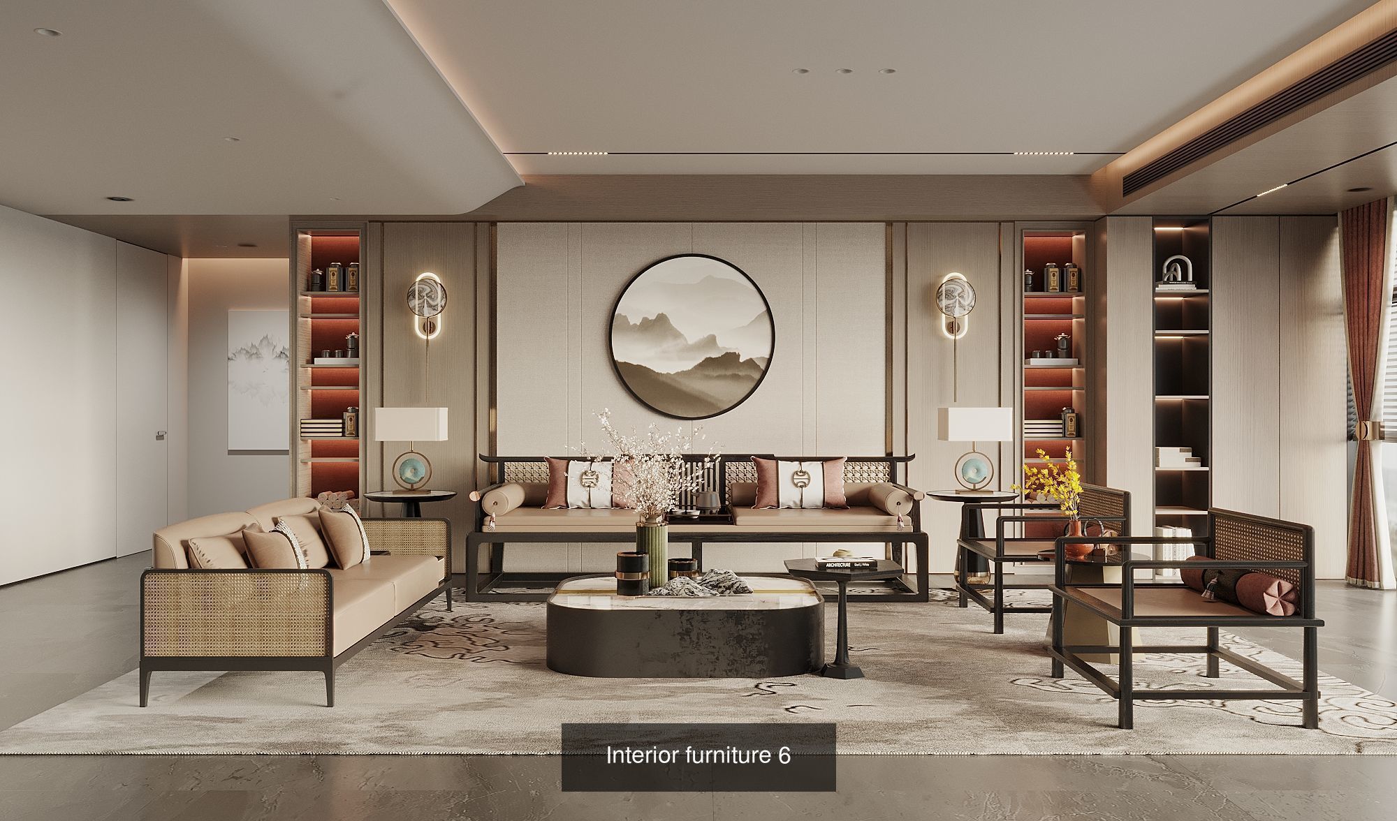 Interior furniture-bedroom furniture-apartment living room 3D Model Collection_6