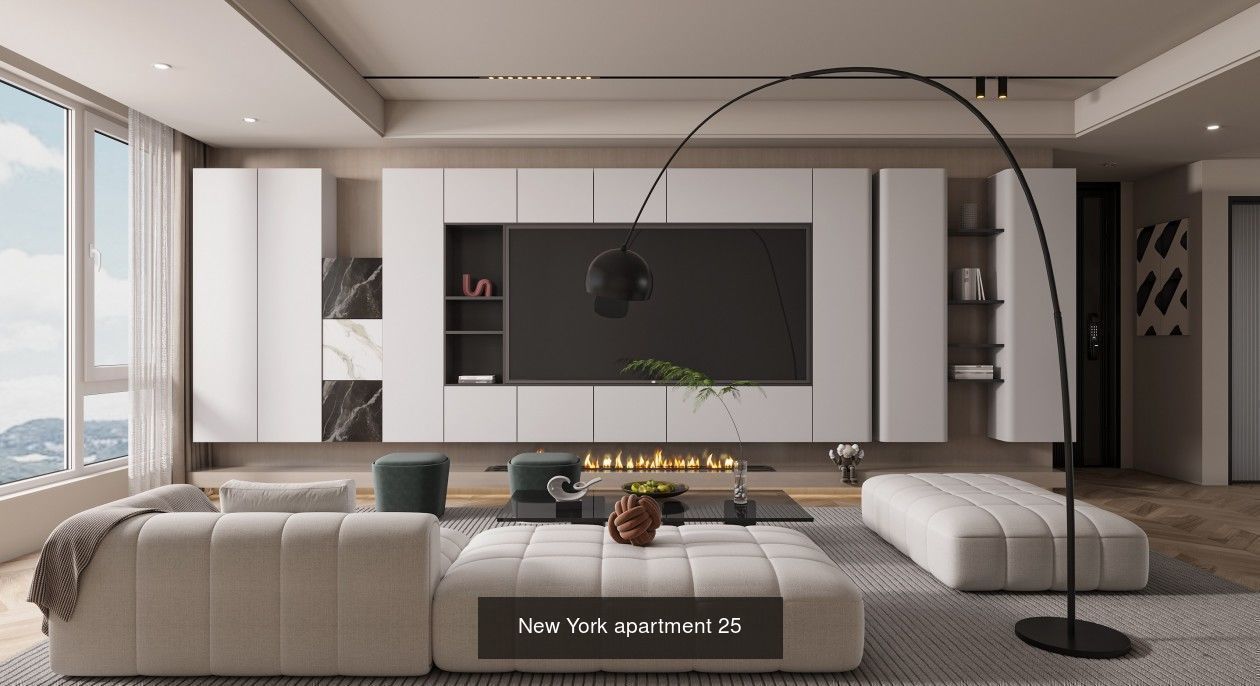 Interior furniture-bedroom furniture-apartment living room 3D Model Collection_35