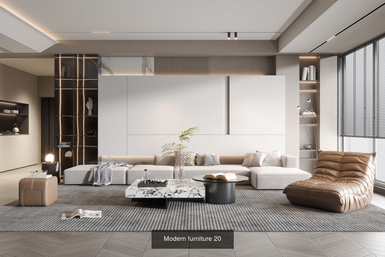 Interior furniture-bedroom furniture-apartment living room 3D Model Collection_40