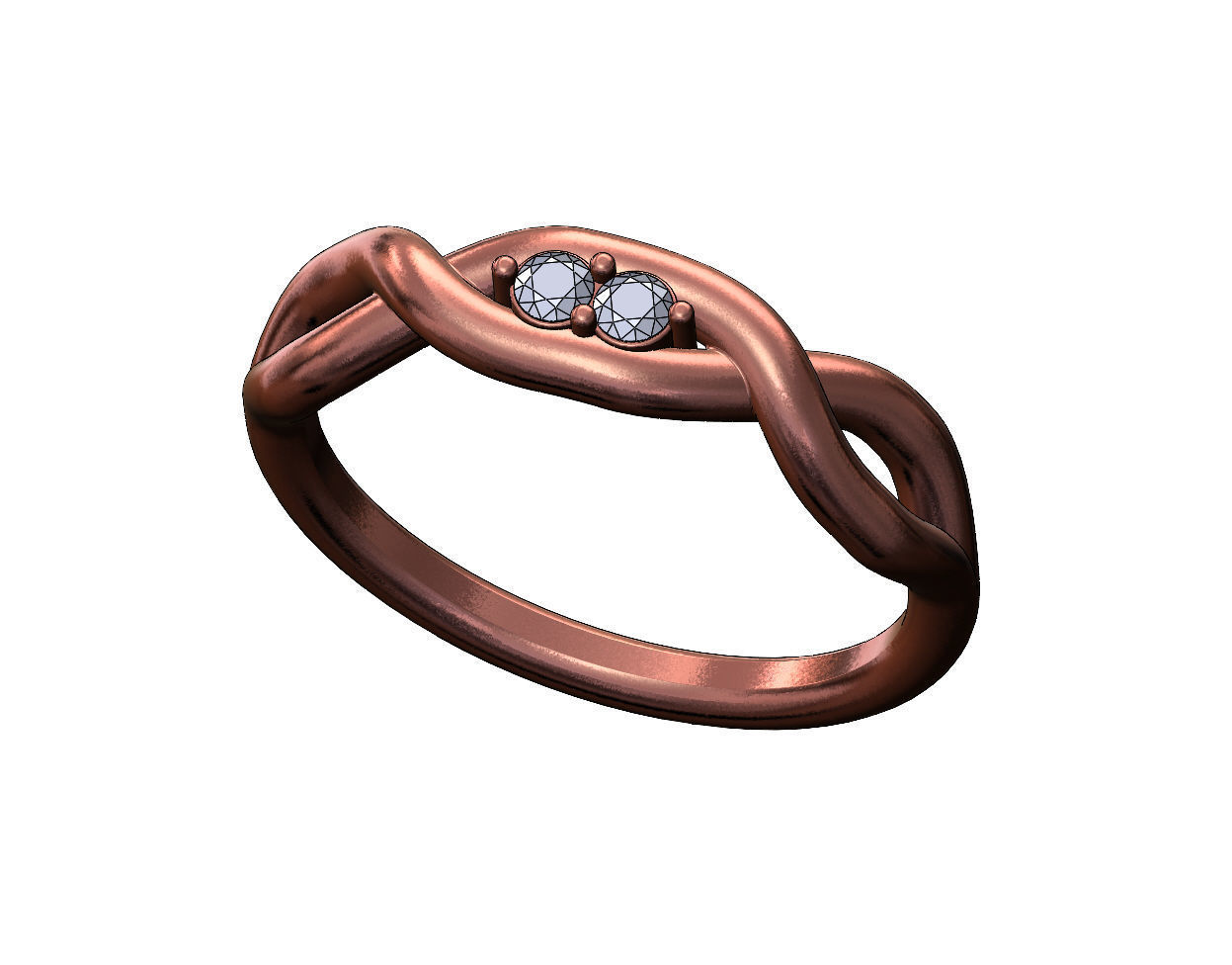 Diamond twisted overlapping knot link ring US sizes 6to10 3D print model_12