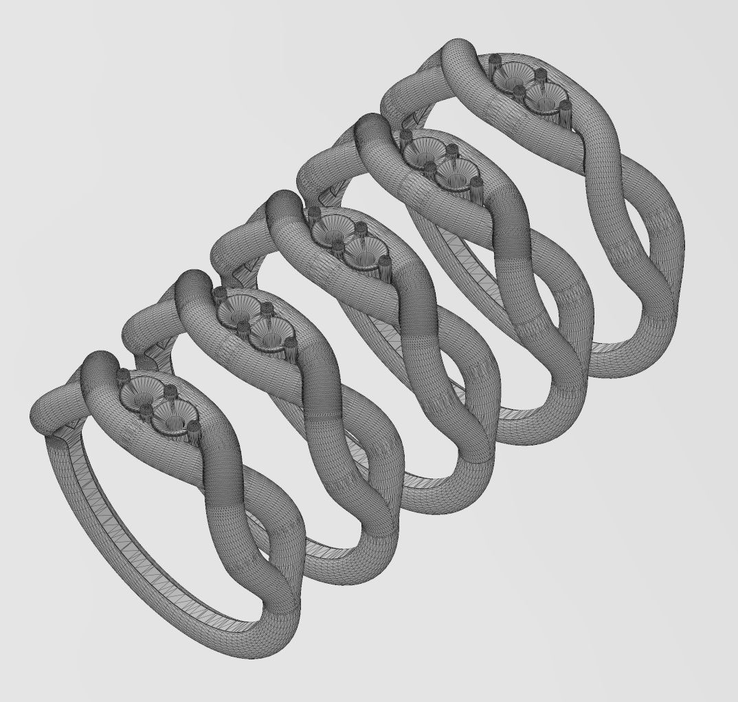 Diamond twisted overlapping knot link ring US sizes 6to10 3D print model_15