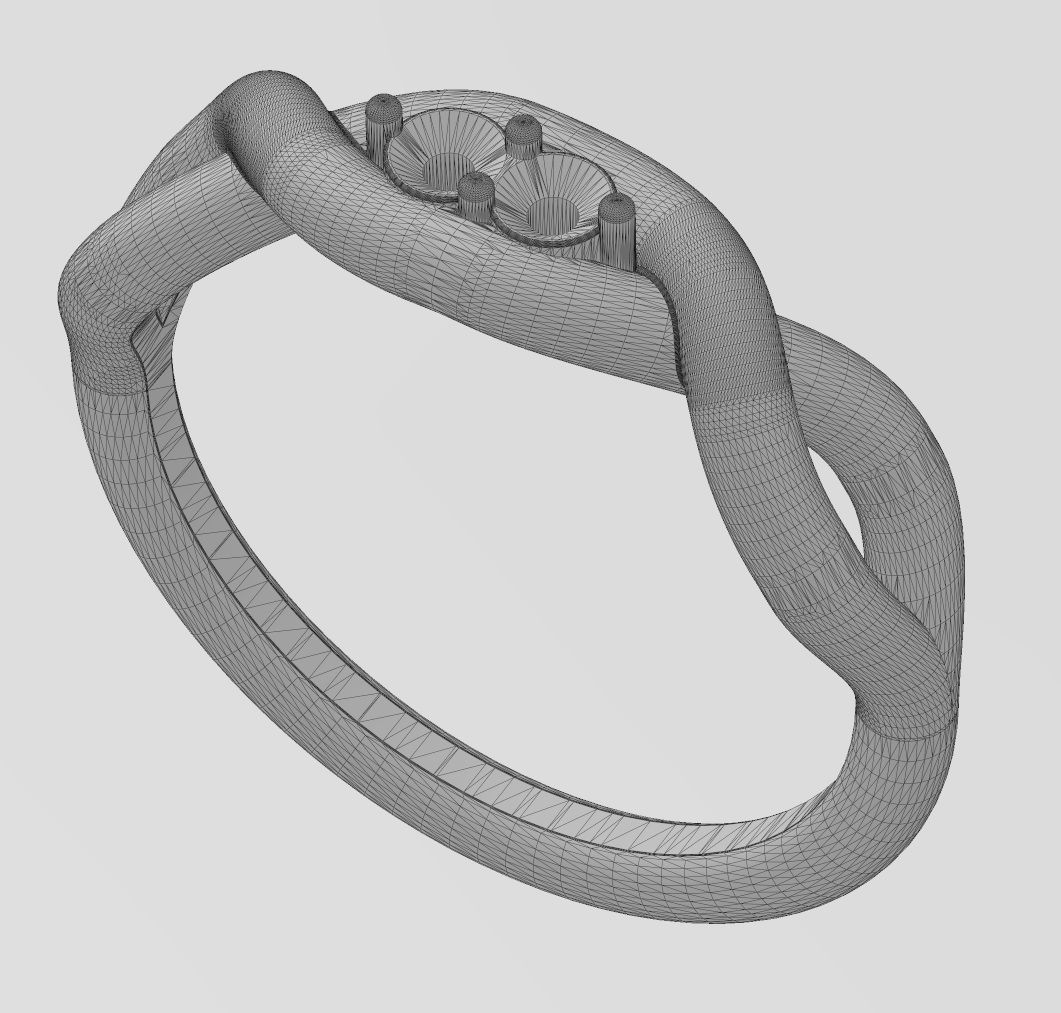 Diamond twisted overlapping knot link ring US sizes 6to10 3D print model_16