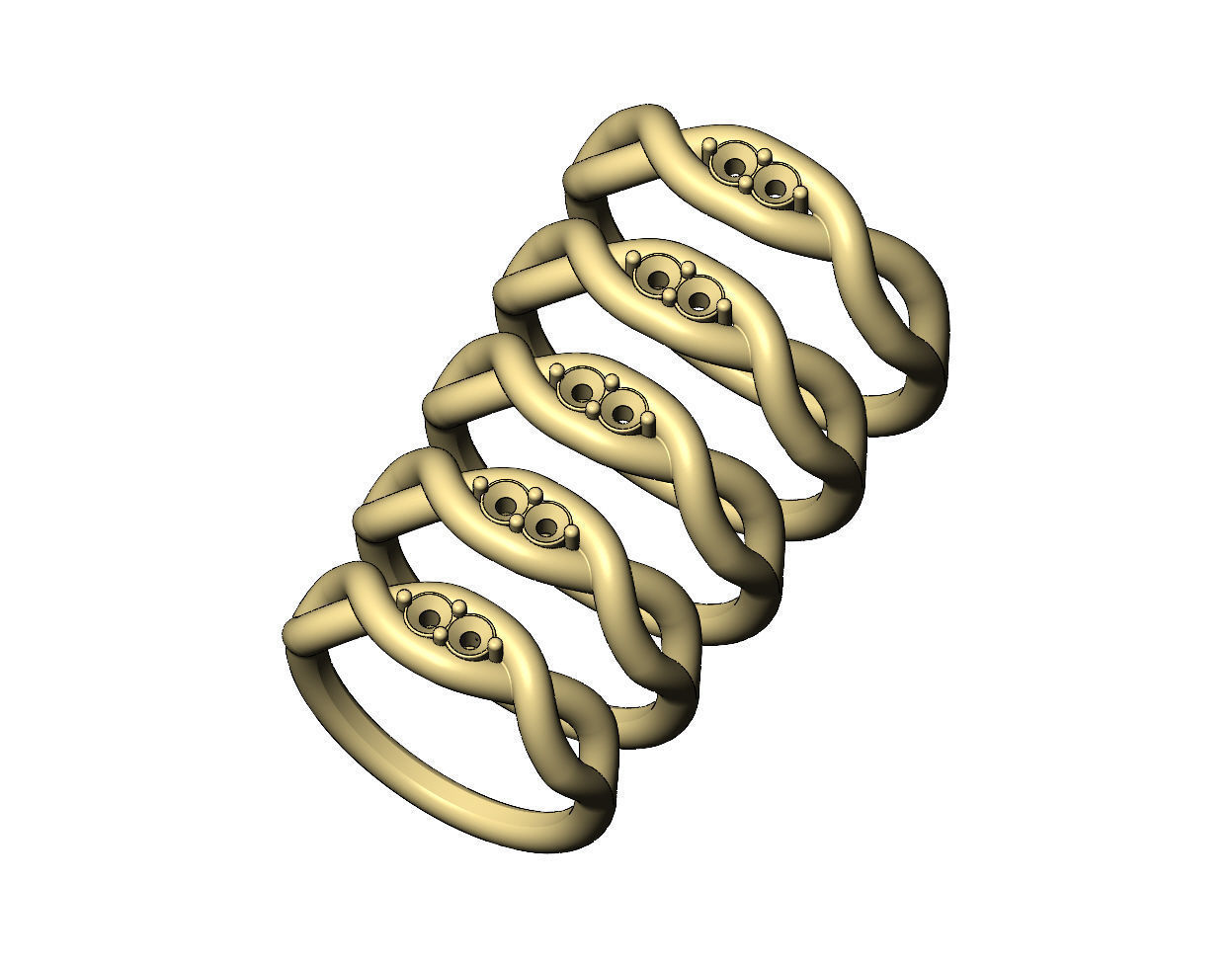 Diamond twisted overlapping knot link ring US sizes 6to10 3D print model_5