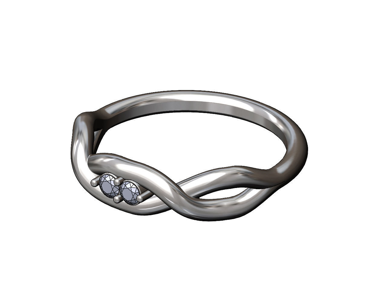 Diamond twisted overlapping knot link ring US sizes 6to10 3D print model_11