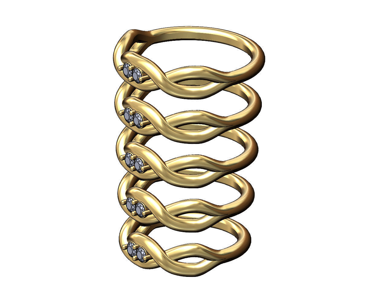 Diamond twisted overlapping knot link ring US sizes 6to10 3D print model_2