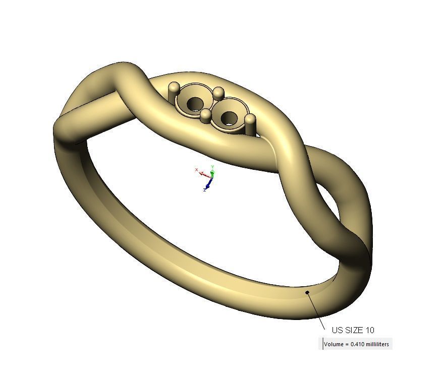 Diamond twisted overlapping knot link ring US sizes 6to10 3D print model_14