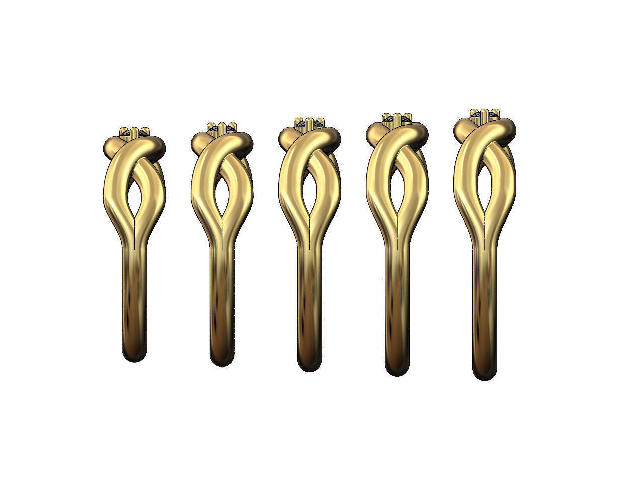 Diamond twisted overlapping knot link ring US sizes 6to10 3D print model_3