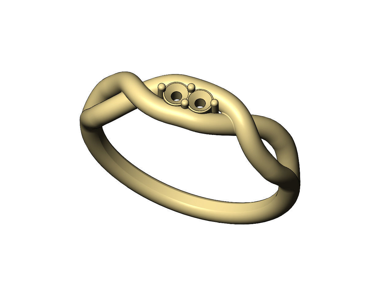 Diamond twisted overlapping knot link ring US sizes 6to10 3D print model_6