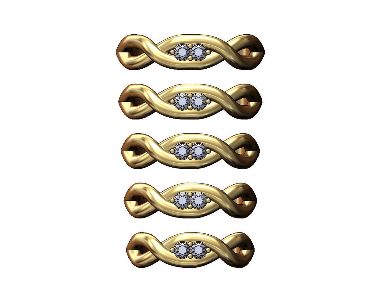 Diamond twisted overlapping knot link ring US sizes 6to10 3D print model_1