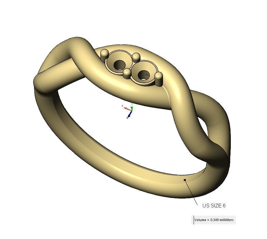 Diamond twisted overlapping knot link ring US sizes 6to10 3D print model_18