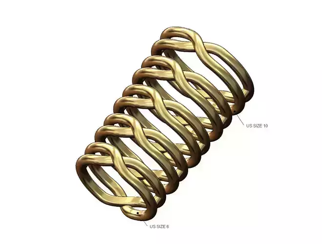 Double twisted overlapping knot link ring US sizes 6to10