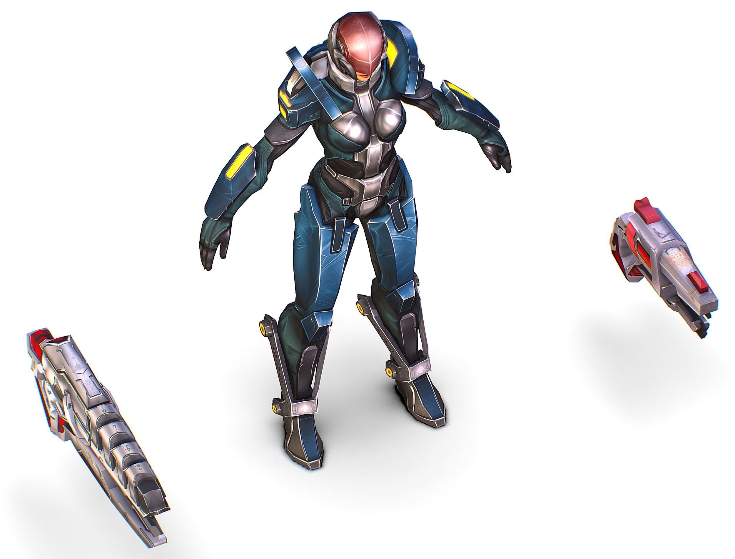 Cartoon Sci-Fi Cyborg Drone Trooper Soldier Low-poly 3D model_31