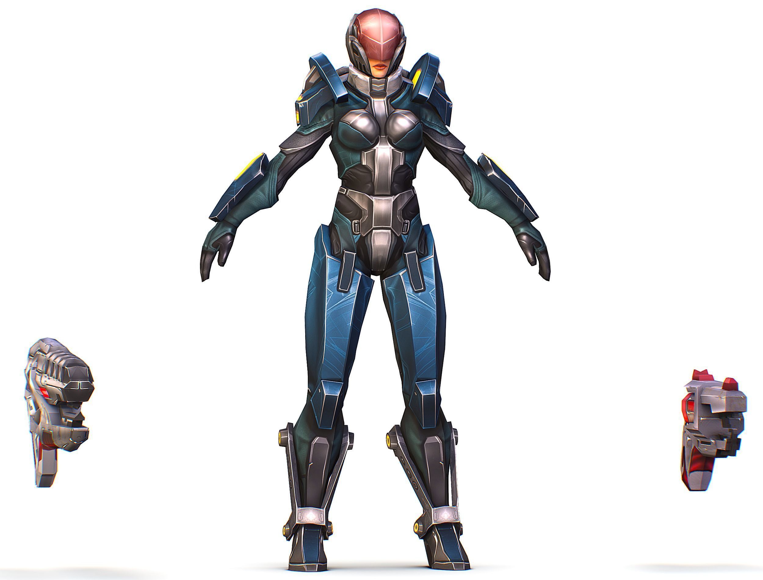 Cartoon Sci-Fi Cyborg Drone Trooper Soldier Low-poly 3D model_1