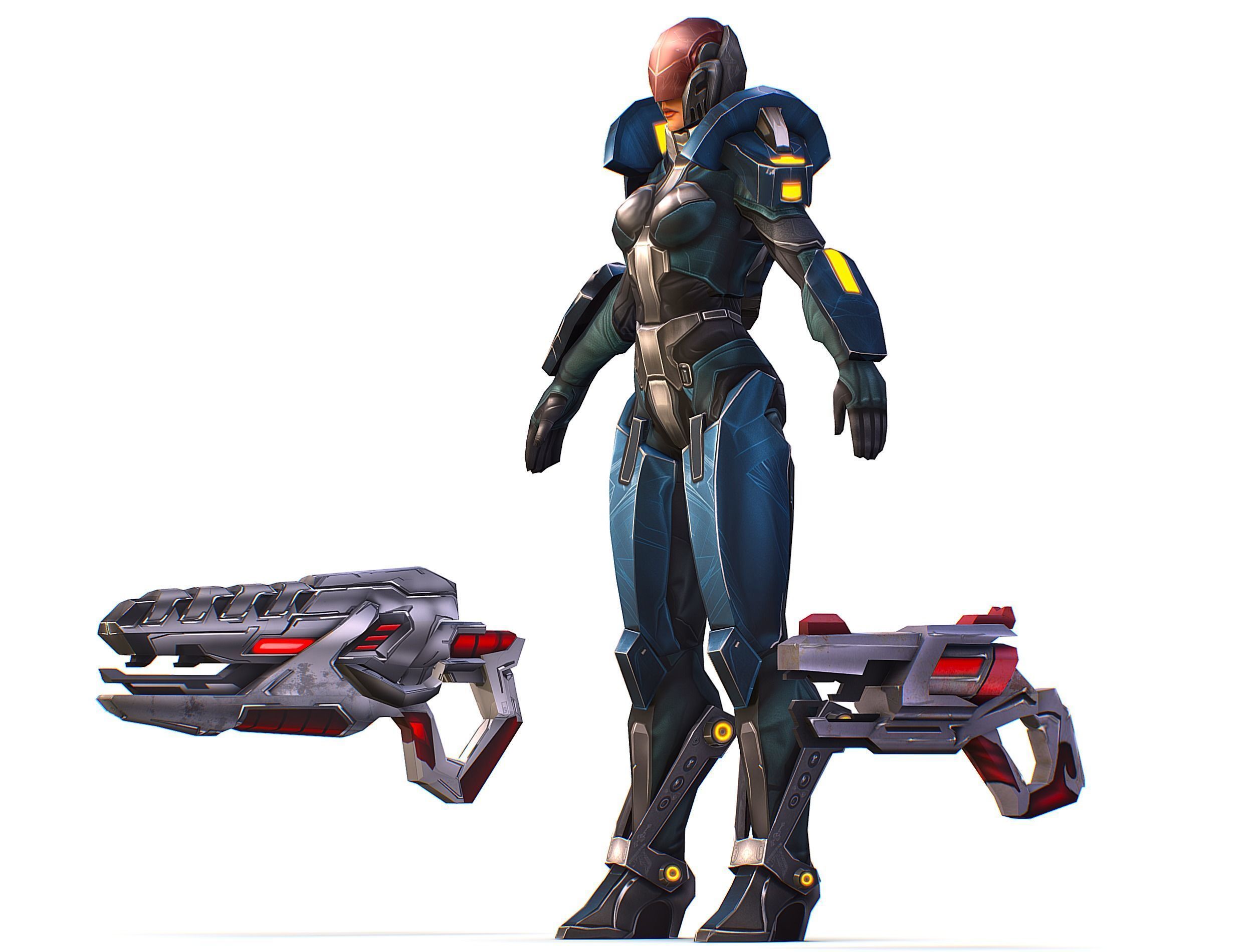 Cartoon Sci-Fi Cyborg Drone Trooper Soldier Low-poly 3D model_5