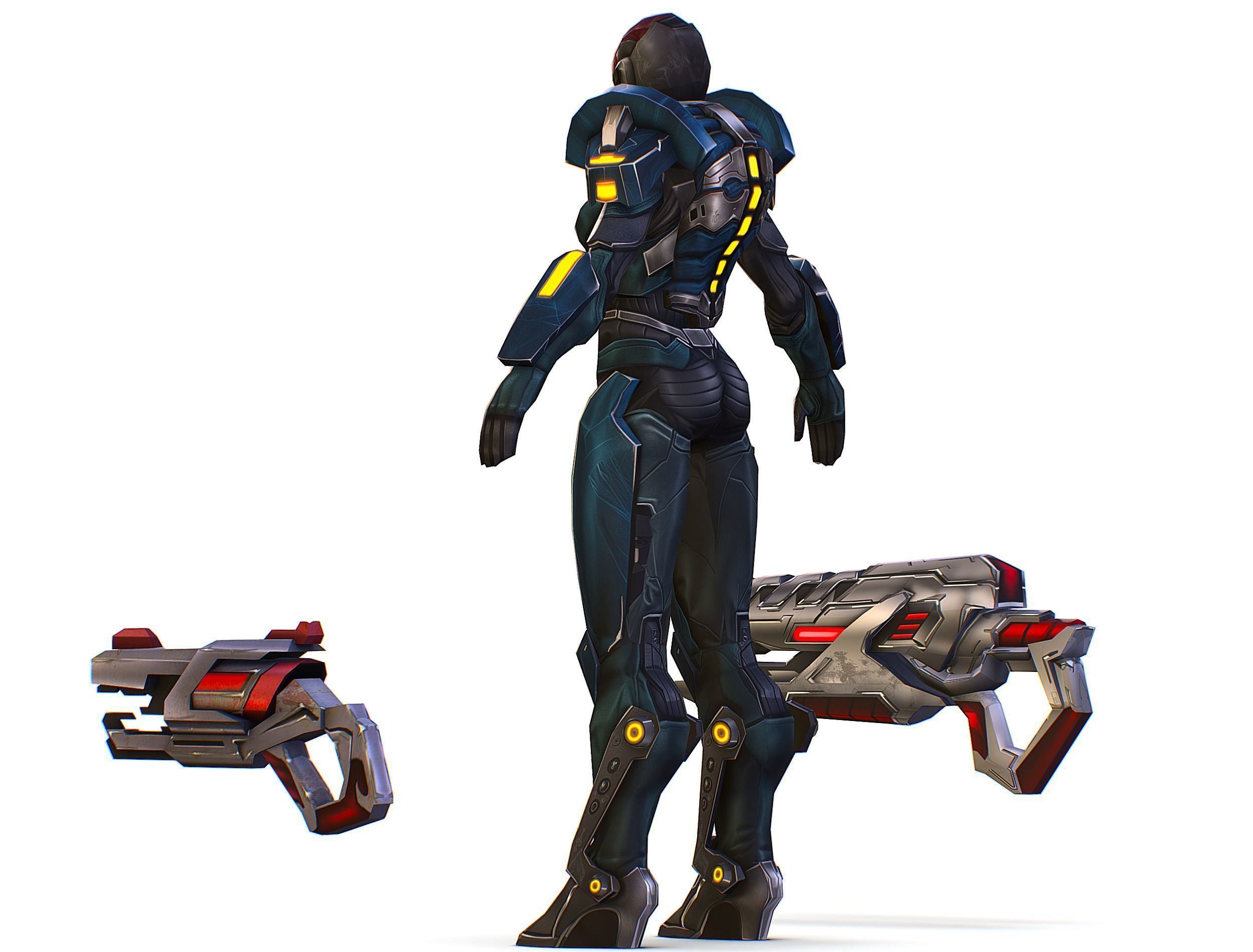 Cartoon Sci-Fi Cyborg Drone Trooper Soldier Low-poly 3D model_8