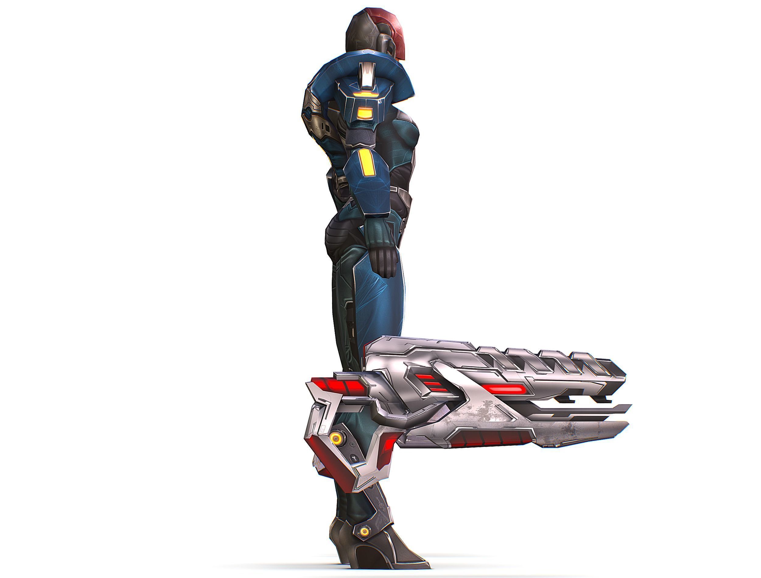 Cartoon Sci-Fi Cyborg Drone Trooper Soldier Low-poly 3D model_14