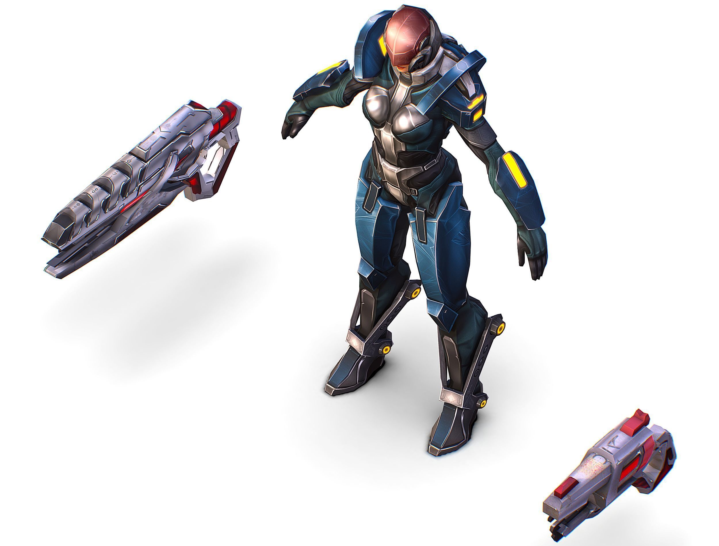 Cartoon Sci-Fi Cyborg Drone Trooper Soldier Low-poly 3D model_32