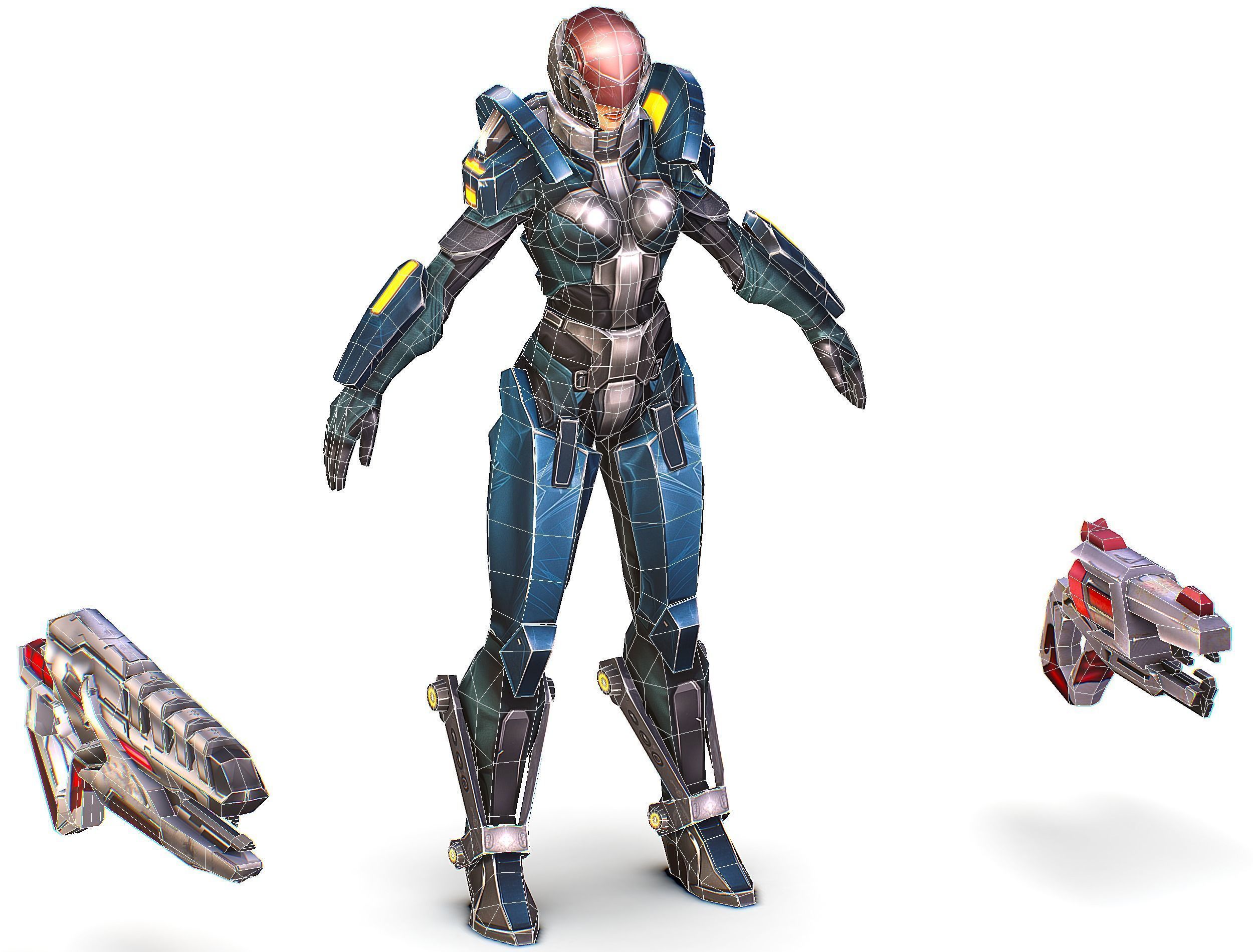 Cartoon Sci-Fi Cyborg Drone Trooper Soldier Low-poly 3D model_64