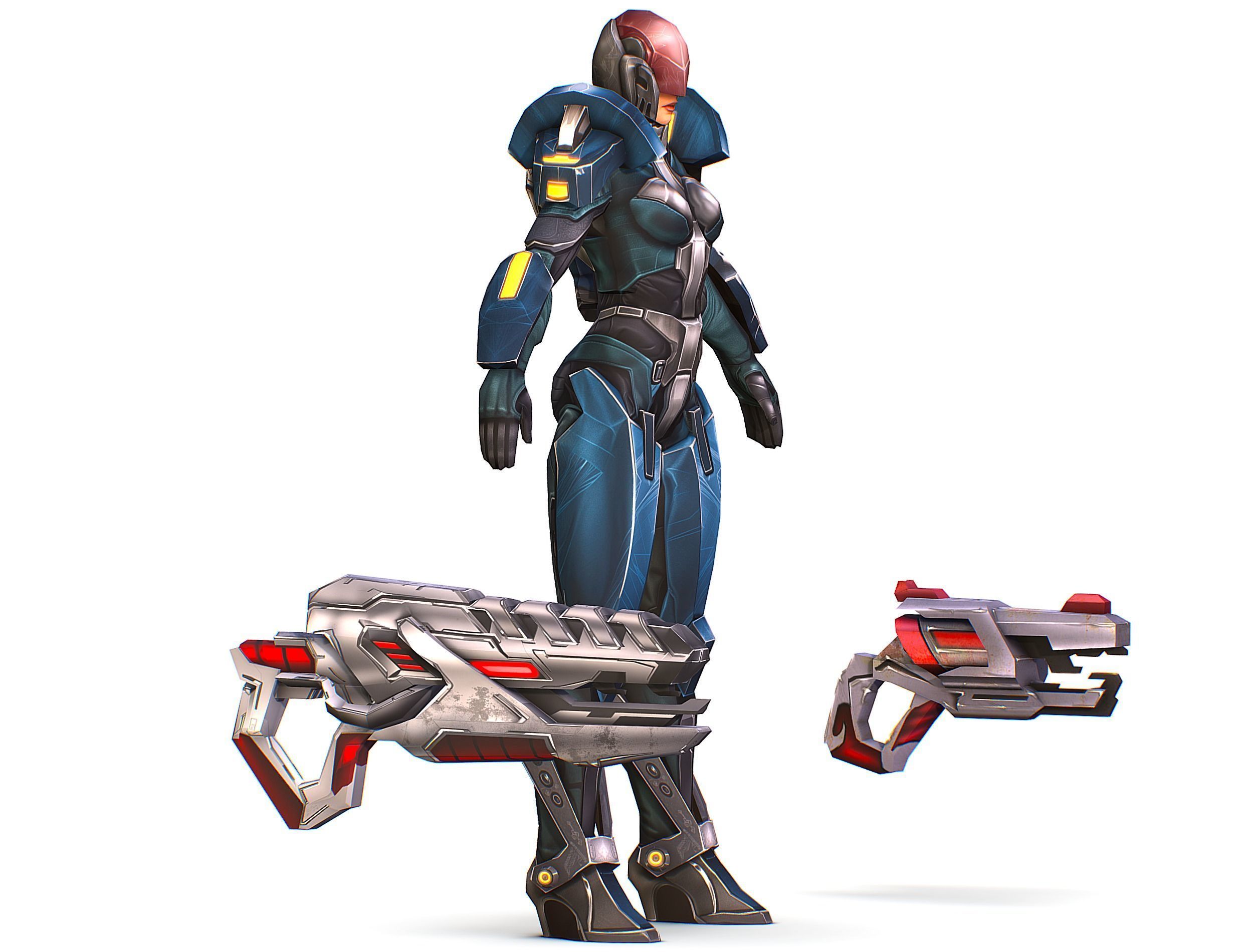 Cartoon Sci-Fi Cyborg Drone Trooper Soldier Low-poly 3D model_15