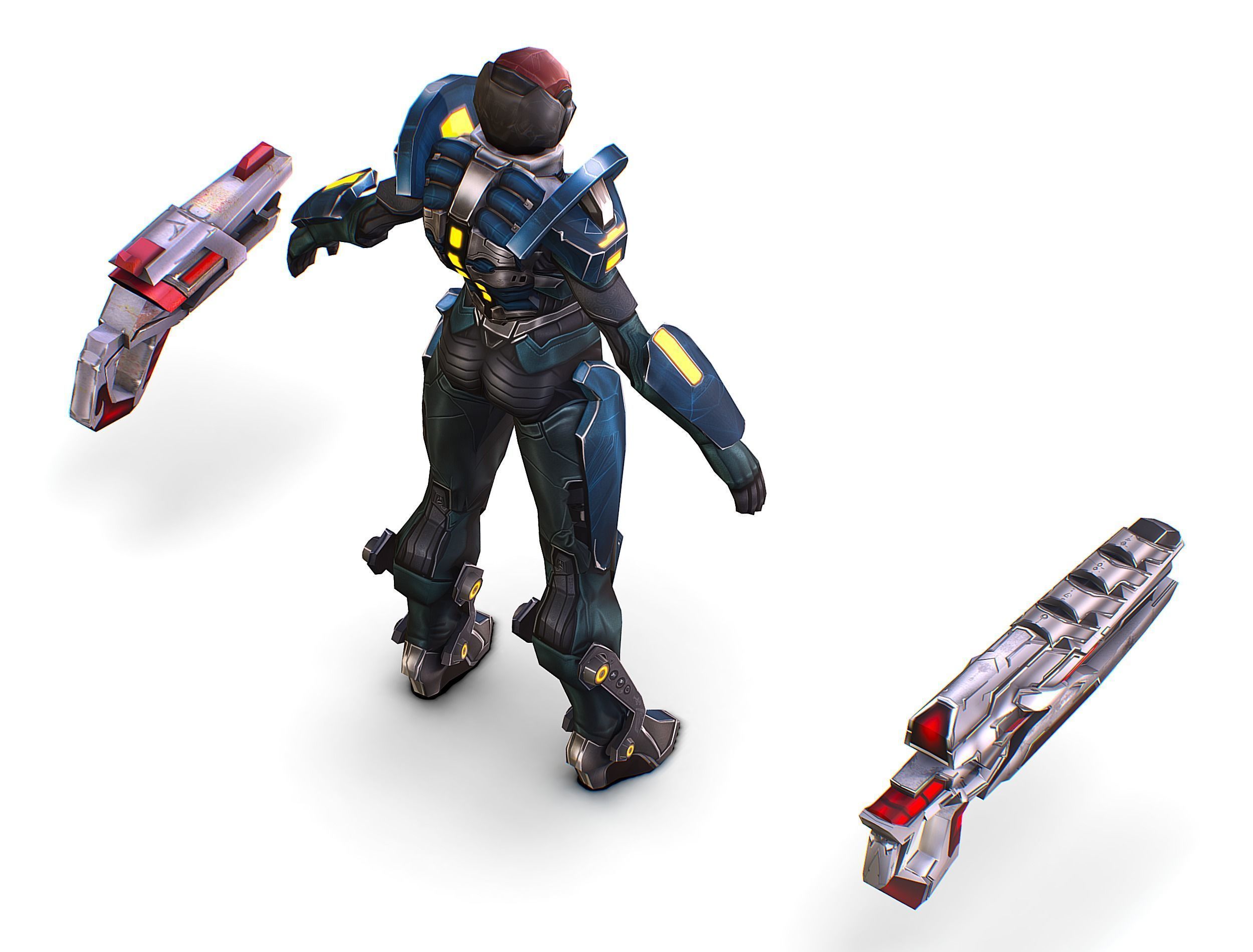 Cartoon Sci-Fi Cyborg Drone Trooper Soldier Low-poly 3D model_34